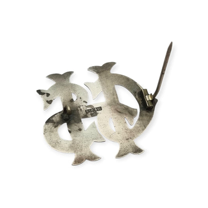 Broche Victoriano monograma antiguo en plata sterling STG SIL, ca. 1890-1920