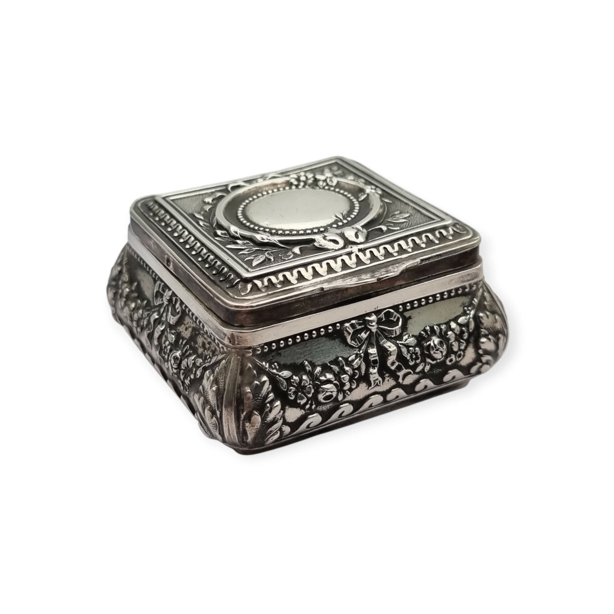 French Louis XVI Revival 950 silver gilt box, antique collector's piece, ca. 1880-1915