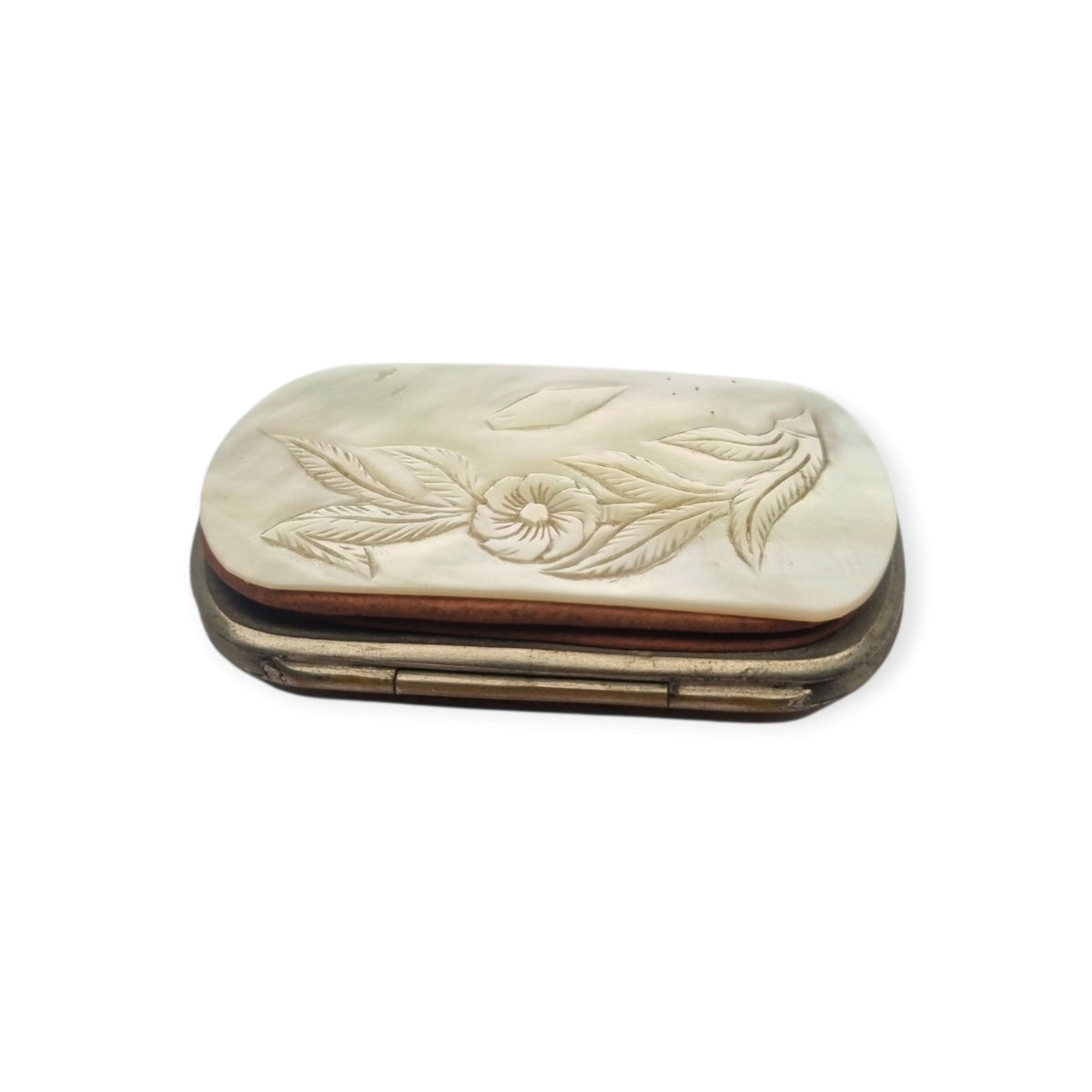Antique carved mother-of-pearl coin purse, historicist floral style, circa 1900-1910