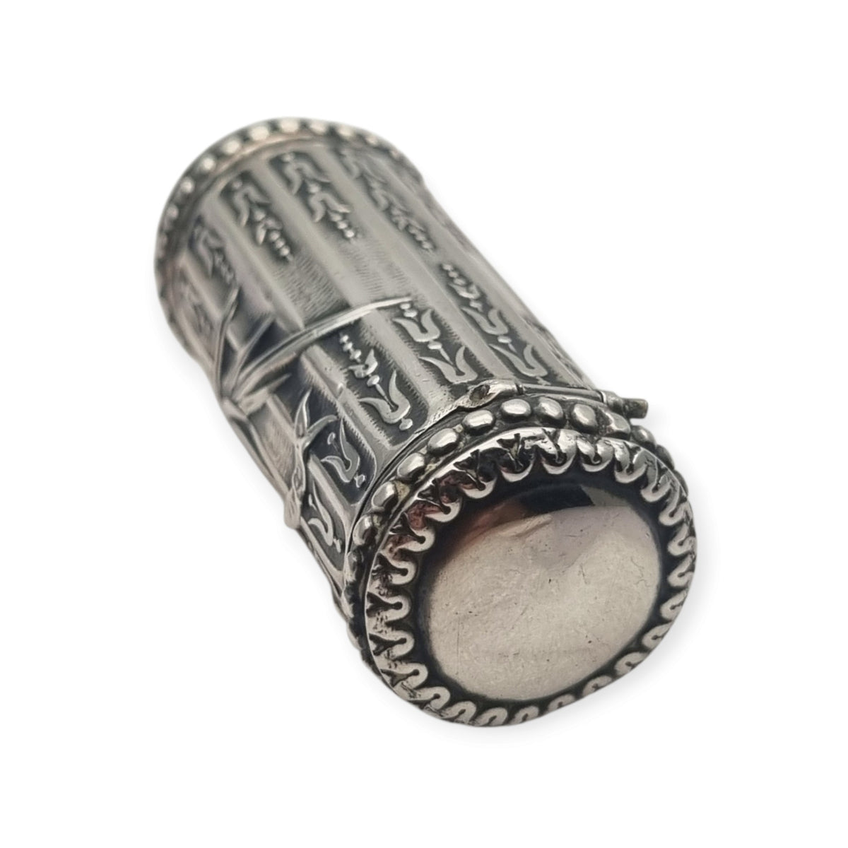 Perfumero antiguo de plata estilo Luis XVI Revival con monograma y tapón