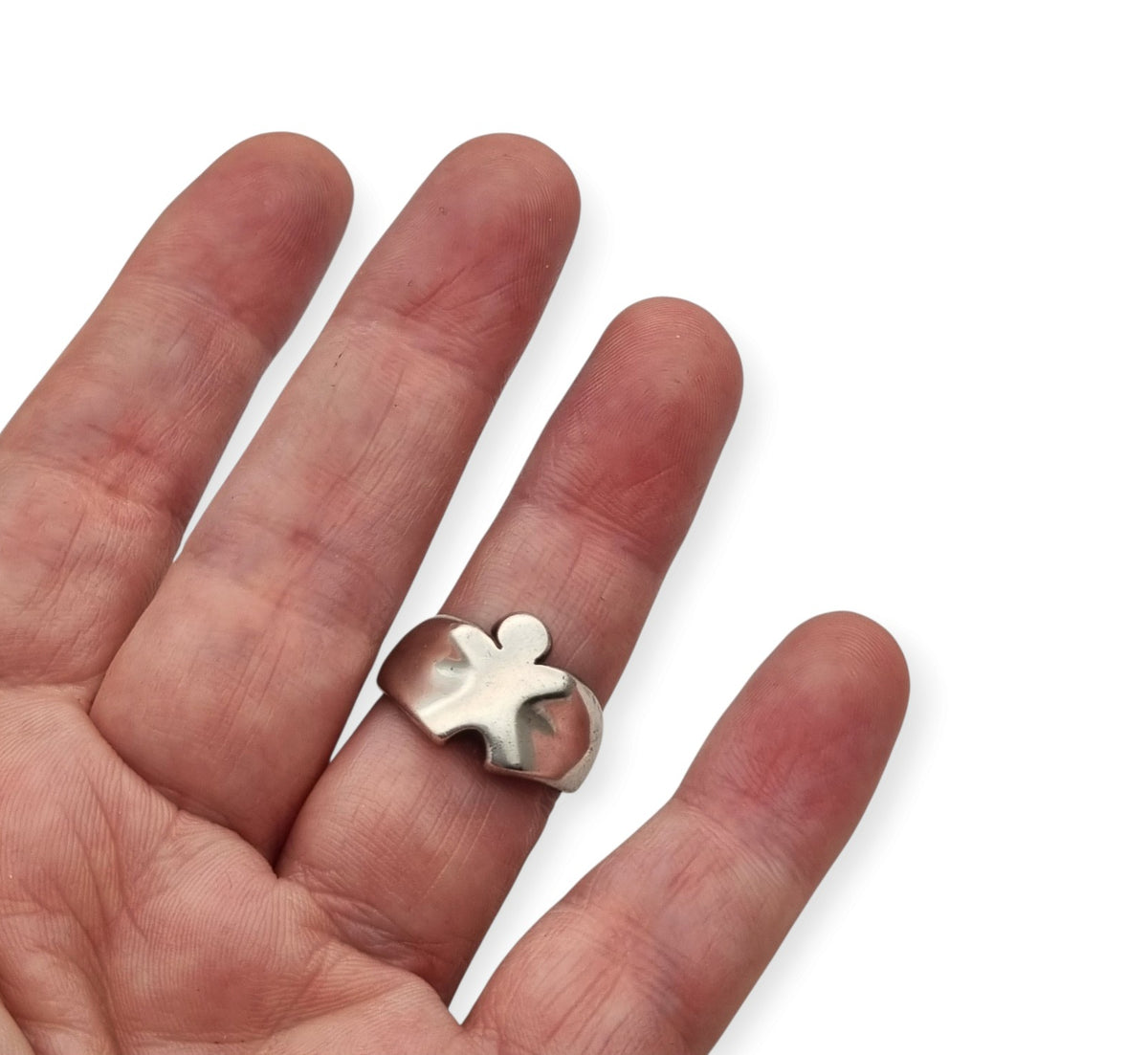 Anillo vintage de plata 925 diseño orgánico escultórico, años 80–90