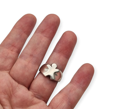 Anillo vintage de plata 925 diseño orgánico escultórico, años 80–90