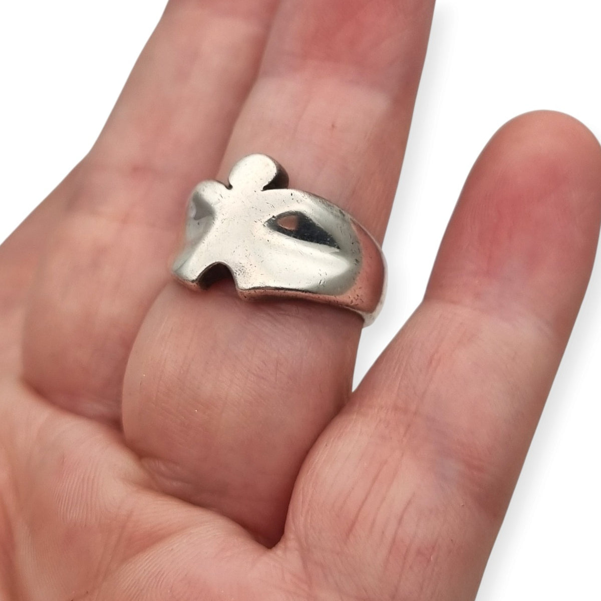 Anillo vintage de plata 925 diseño orgánico escultórico, años 80–90