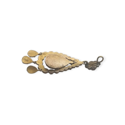 Colgante antiguo victoriano de pedrería granate y metal dorado, tipo girándola, circa 1900