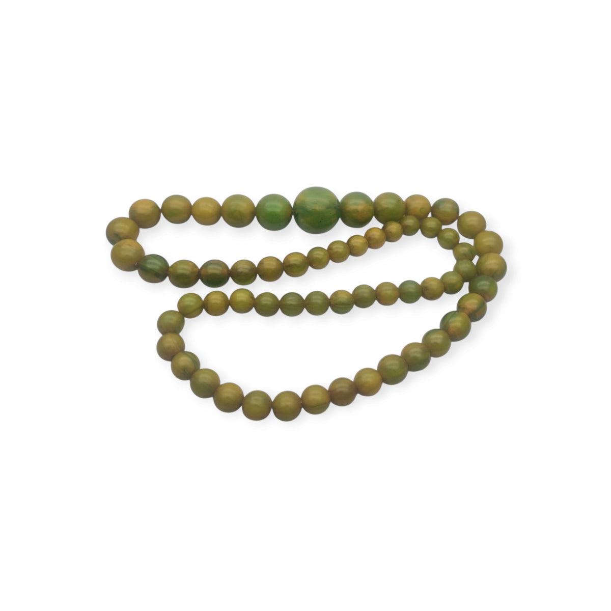 Antique Art Deco apple green bakelite bead necklace, circa 1930