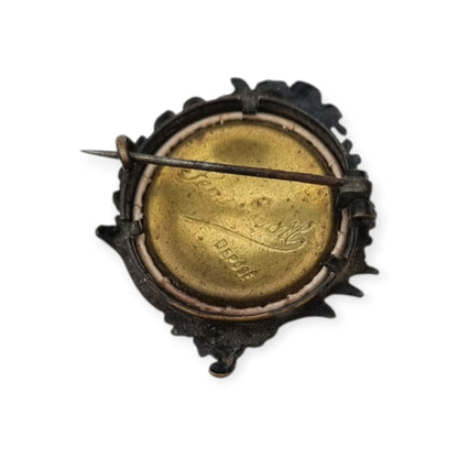 Antique Art Nouveau mourning and sentimental jewelry brooch with photographic portrait, Europe, ca. 1900–1920