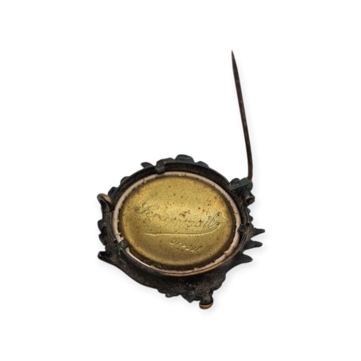 Antique Art Nouveau mourning and sentimental jewelry brooch with photographic portrait, Europe, ca. 1900–1920