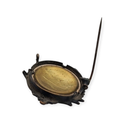 Antique Art Nouveau mourning and sentimental jewelry brooch with photographic portrait, Europe, ca. 1900–1920