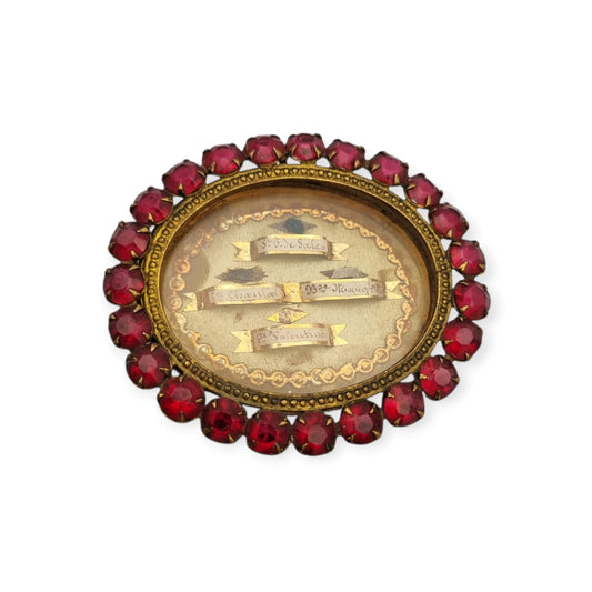 Relicario antiguo neobarroco francés con cuatro reliquias lacradas, Visitación de Annecy, ca. 1870–1920