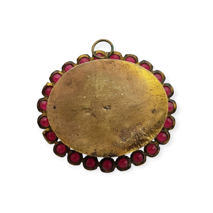 Relicario antiguo neobarroco francés con cuatro reliquias lacradas, Visitación de Annecy, ca. 1870–1920