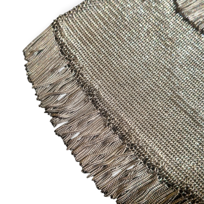 Bolso antiguo Belle Époque de malla de plata 800 con borlas, flecos y boquilla floral, Europa, ca. 1900–1920