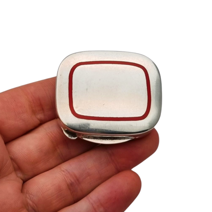 Classic style 925 silver box with red enamel, Italy circa 1970-80