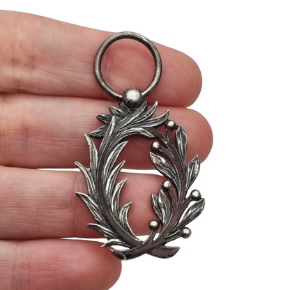 Ornamental neoclassical style Academic Palms medal, silver and violet enamel, France, 1866–1955 model
