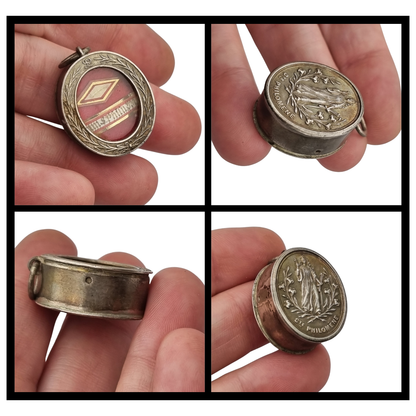 Antique Devotional Silver Reliquary of Saint Philomena with Original Sealed Relic circa 1900