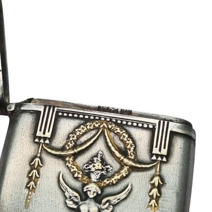 Belle Époque silver-plated pocket match safe, Neoclassical style circa 1890–1920