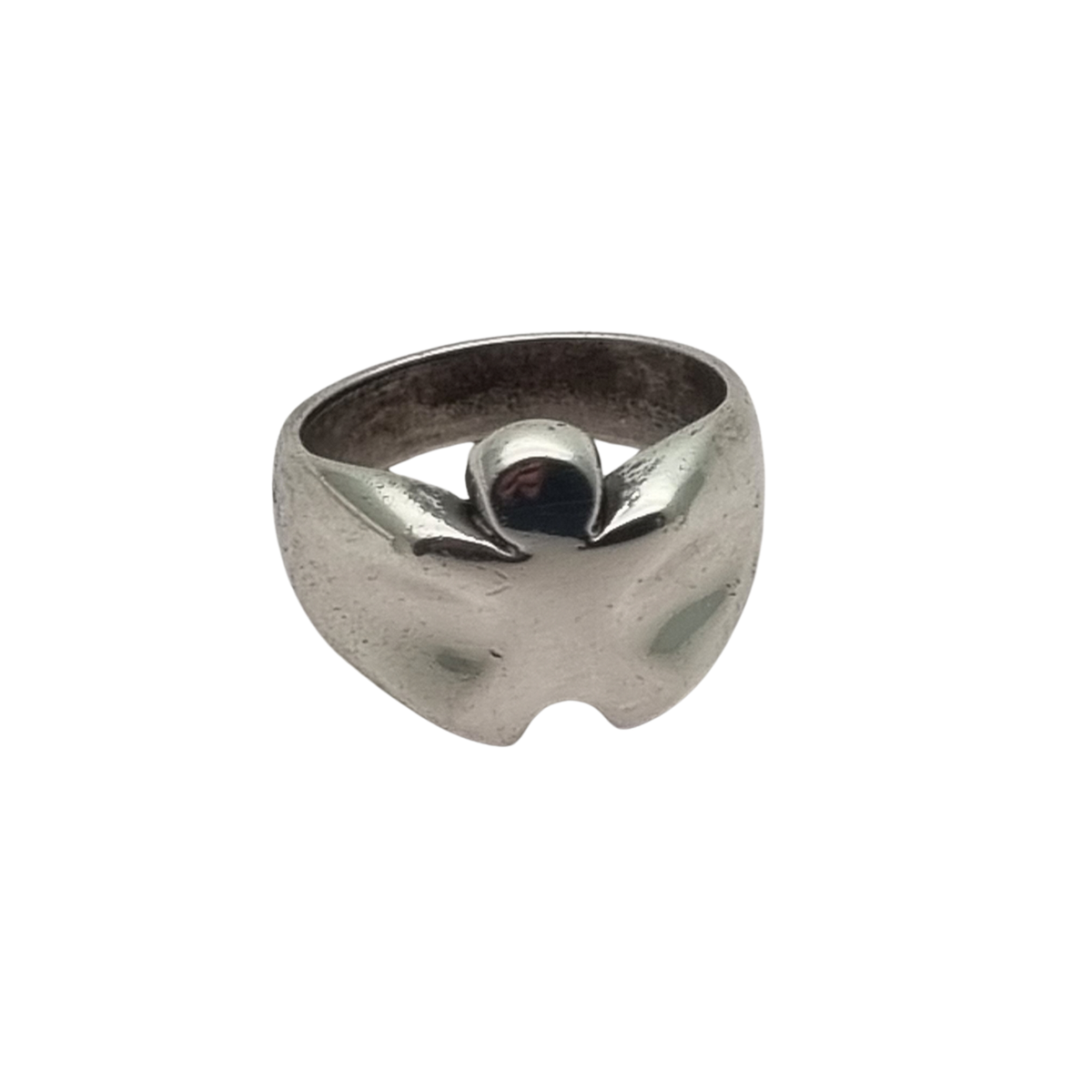 Anillo vintage de plata 925 diseño orgánico escultórico, años 80–90