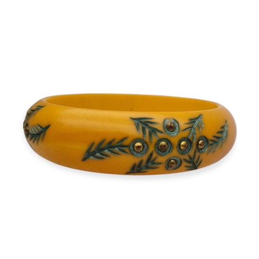 Brazalete Art Déco tipo butterscotch con decoración vegetal, ca. 1930-1945