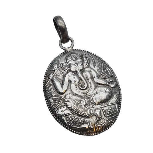 Colgante de plata dios étnico tribal Ganesh amuleto elefante talismán