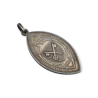 Medalla religiosa antigua en plata Virgen Inmaculada Lyon circa 190