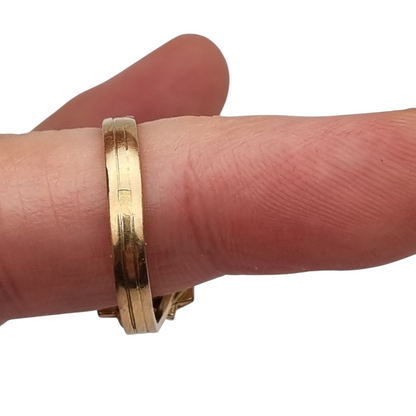 Anillo Art Decó francés oro laminado FIX circa 1930s con diseño floral