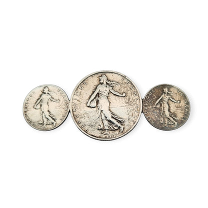 Broche francés con monedas originales de plata de 1916, Art Déco