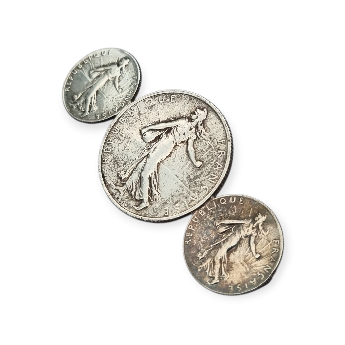 Broche francés con monedas originales de plata de 1916, Art Déco
