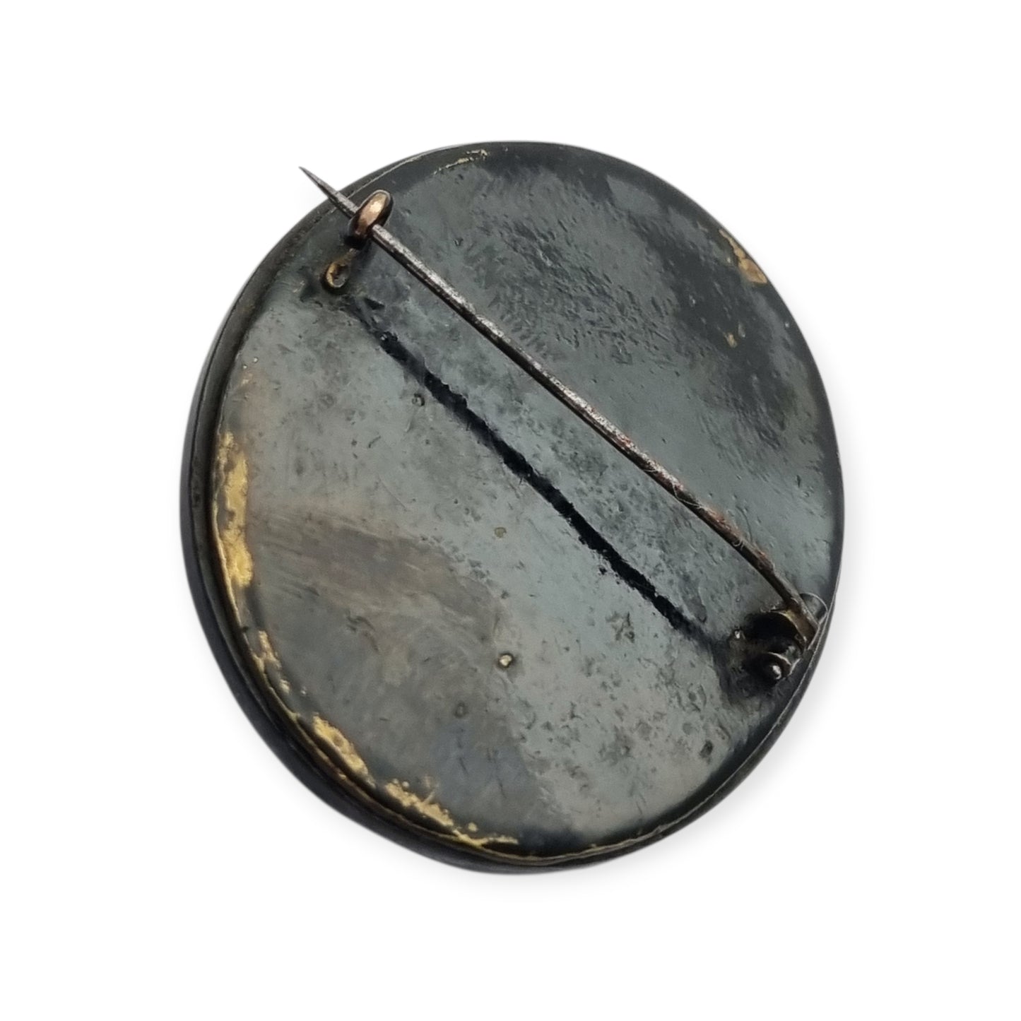 Broche Victoriano de luto en vulcanita con camafeo clásico, circa 1890