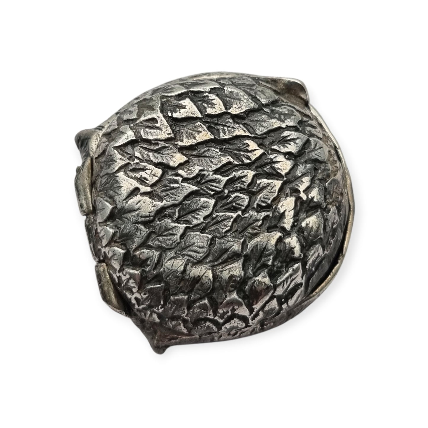 Caja de plata 800 con forma de búho guiñando un ojo, Italia circa 1970