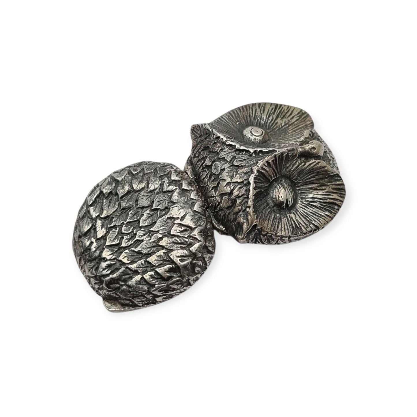 Caja de plata 800 con forma de búho guiñando un ojo, Italia circa 1970