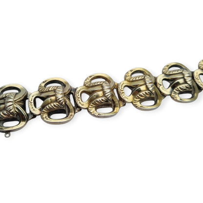 Brazalete francés Art Déco en plata vermeil diseño geométrico circa 1920