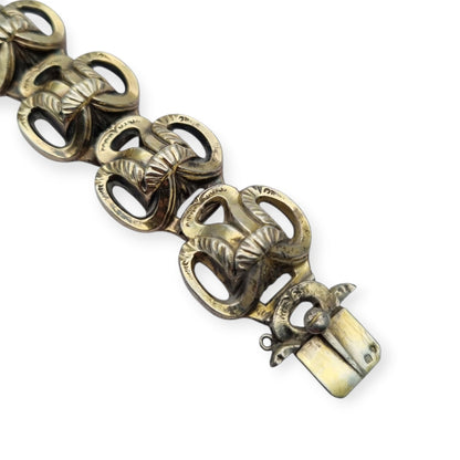 Brazalete francés Art Déco en plata vermeil diseño geométrico circa 1920