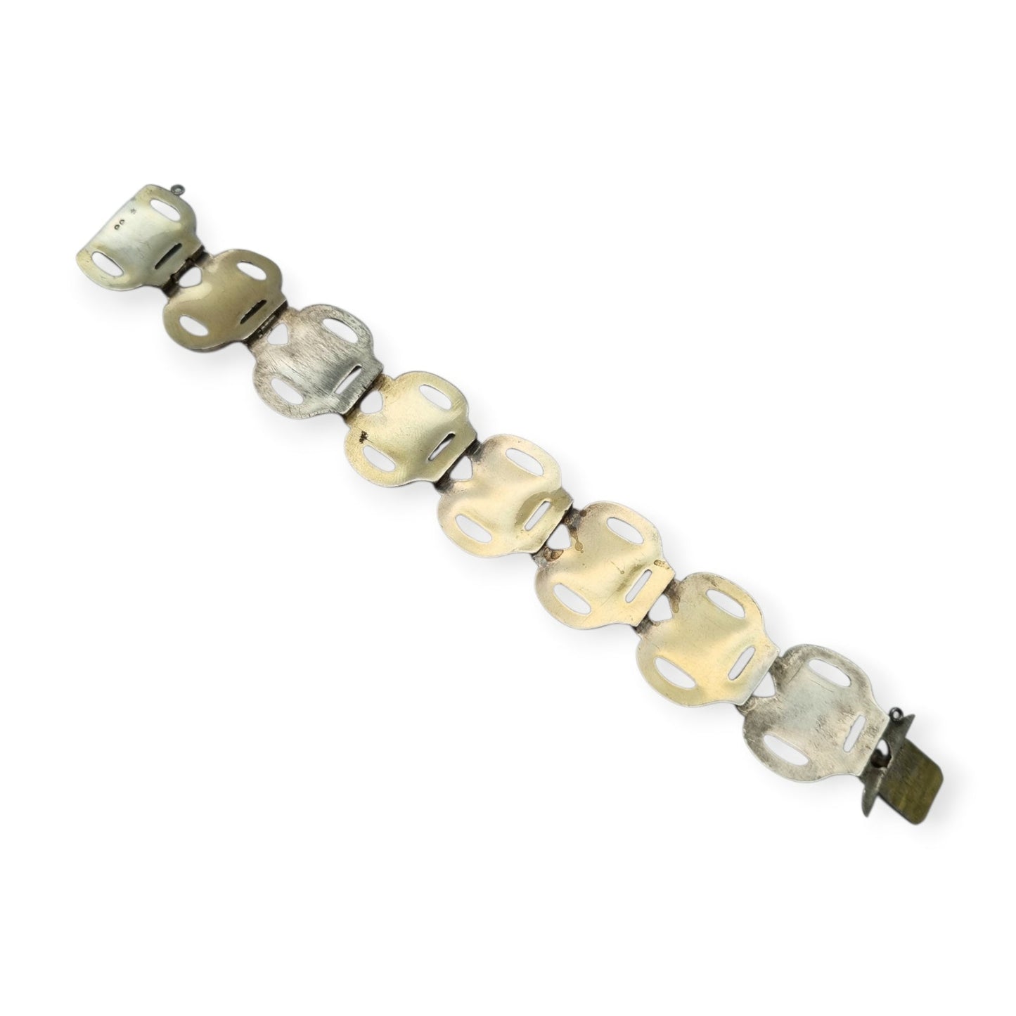 Brazalete francés Art Déco en plata vermeil diseño geométrico circa 1920