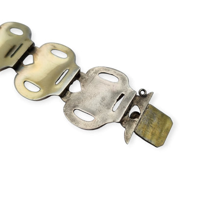 Brazalete francés Art Déco en plata vermeil diseño geométrico circa 1920