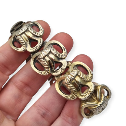 Brazalete francés Art Déco en plata vermeil diseño geométrico circa 1920