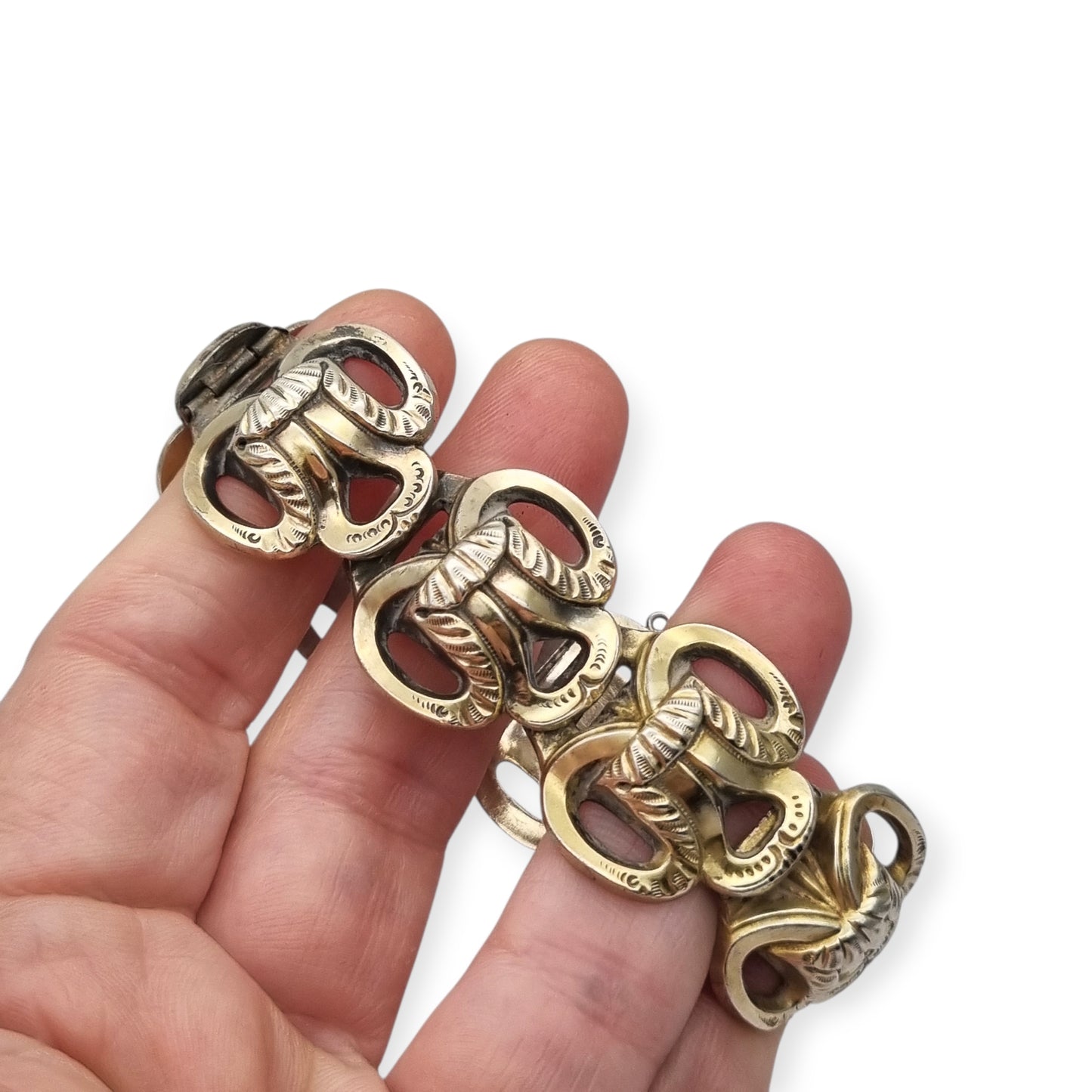 Brazalete francés Art Déco en plata vermeil diseño geométrico circa 1920