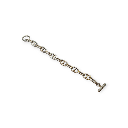 Vintage link bracelet in solid 925 sterling silver with toggle clasp, circa 1970