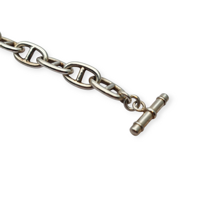 Vintage link bracelet in solid 925 sterling silver with toggle clasp, circa 1970