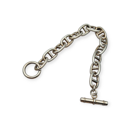 Vintage link bracelet in solid 925 sterling silver with toggle clasp, circa 1970