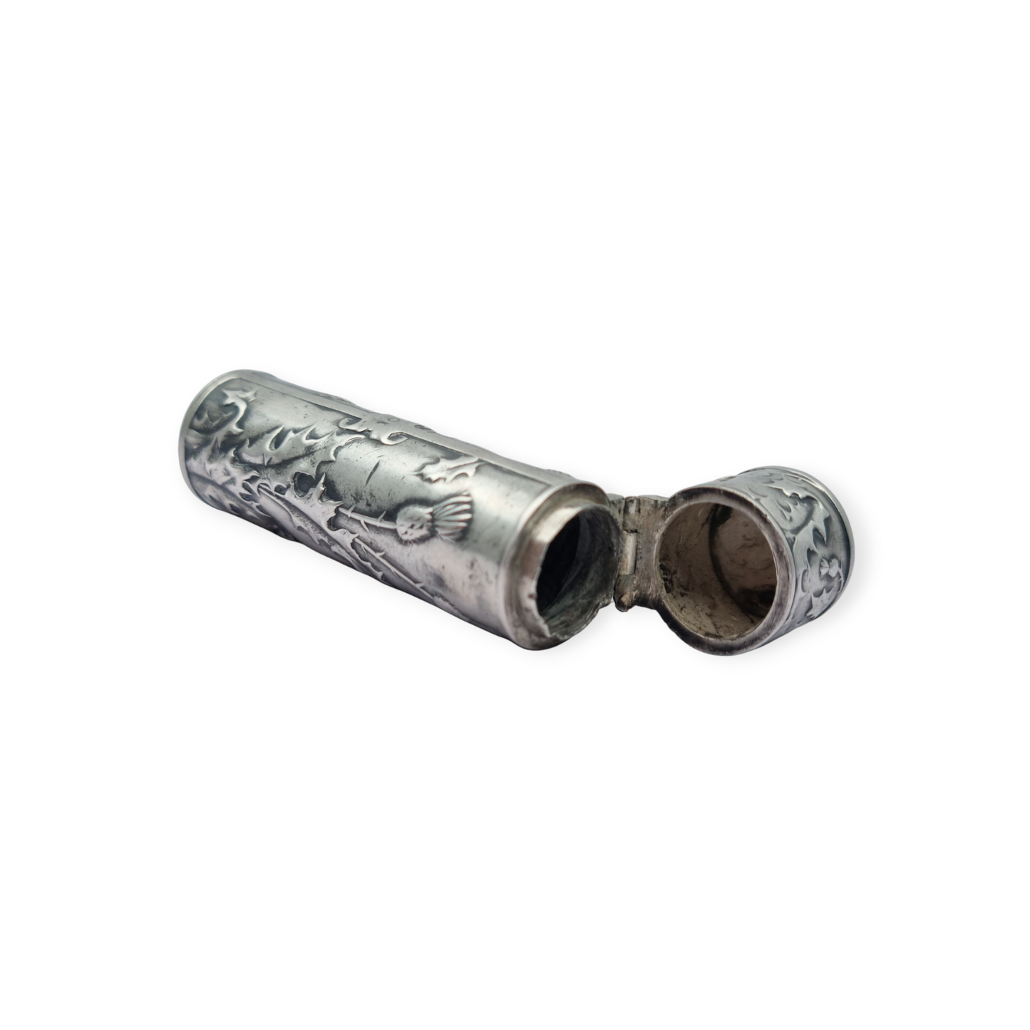 Frasco de ungüento Art Nouveau para chatelaine en plata, circa 1900