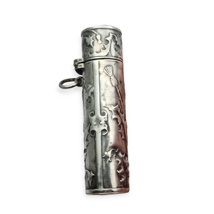 Frasco de ungüento Art Nouveau para chatelaine en plata, circa 1900