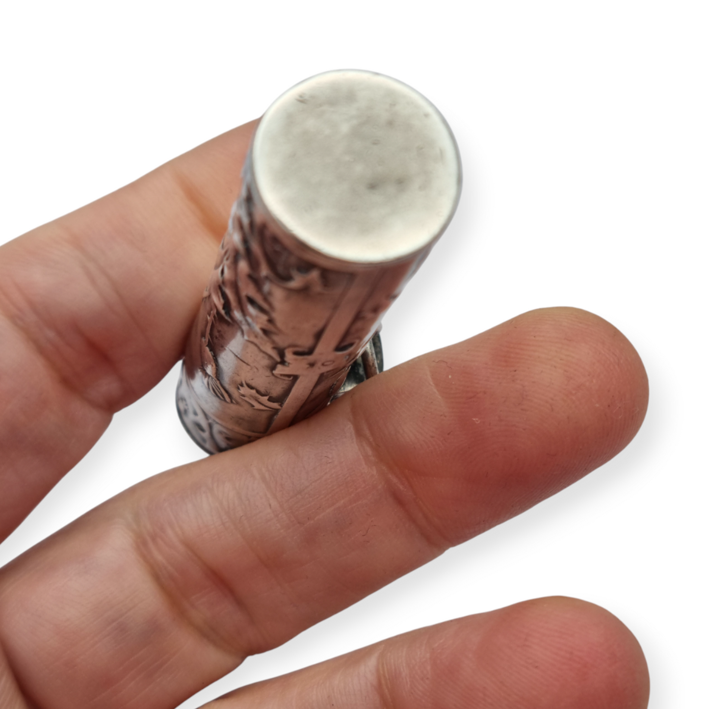 Frasco de ungüento Art Nouveau para chatelaine en plata, circa 1900