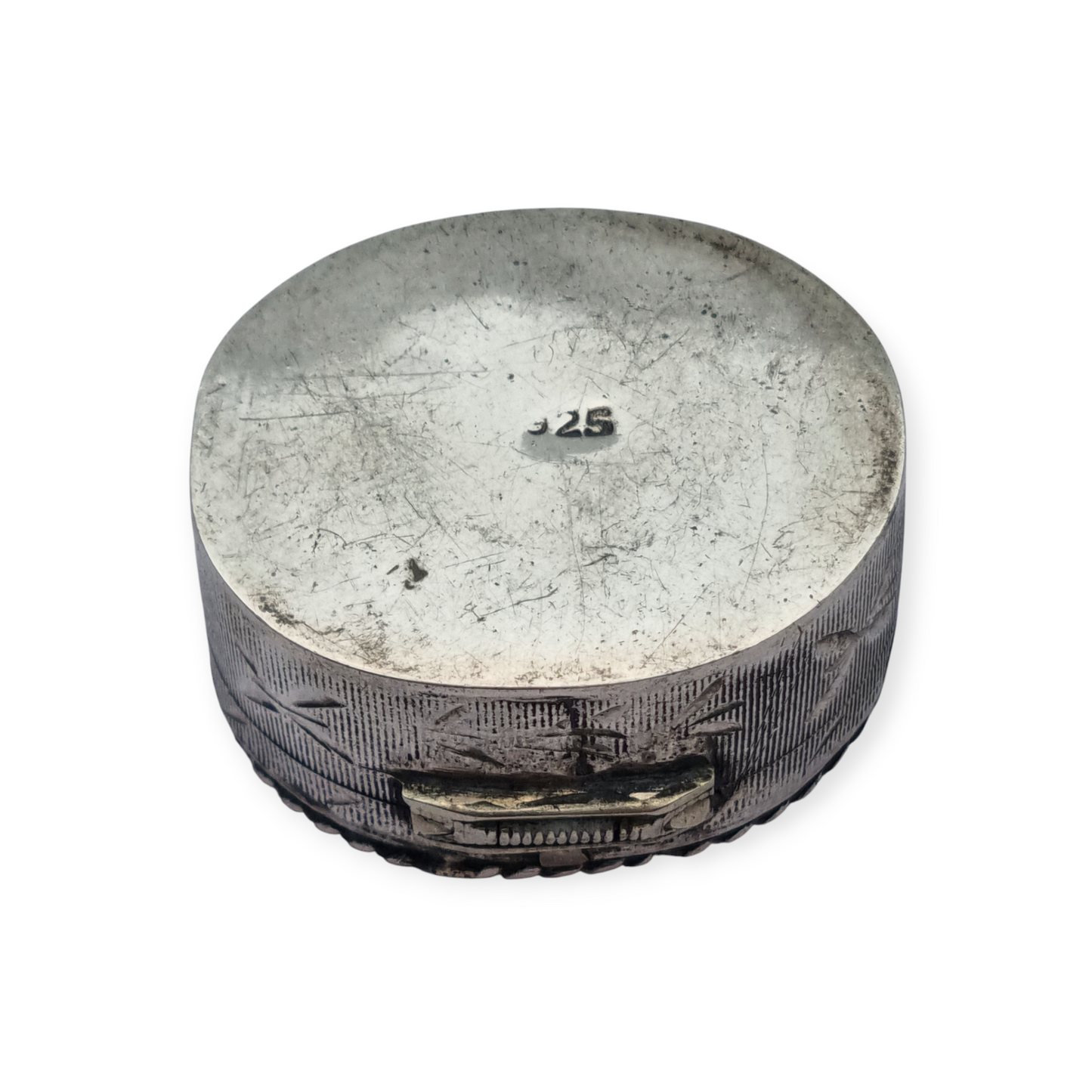 Caja antigua de plata 925 con tapa de cornalina grabada y caligrafía oriental