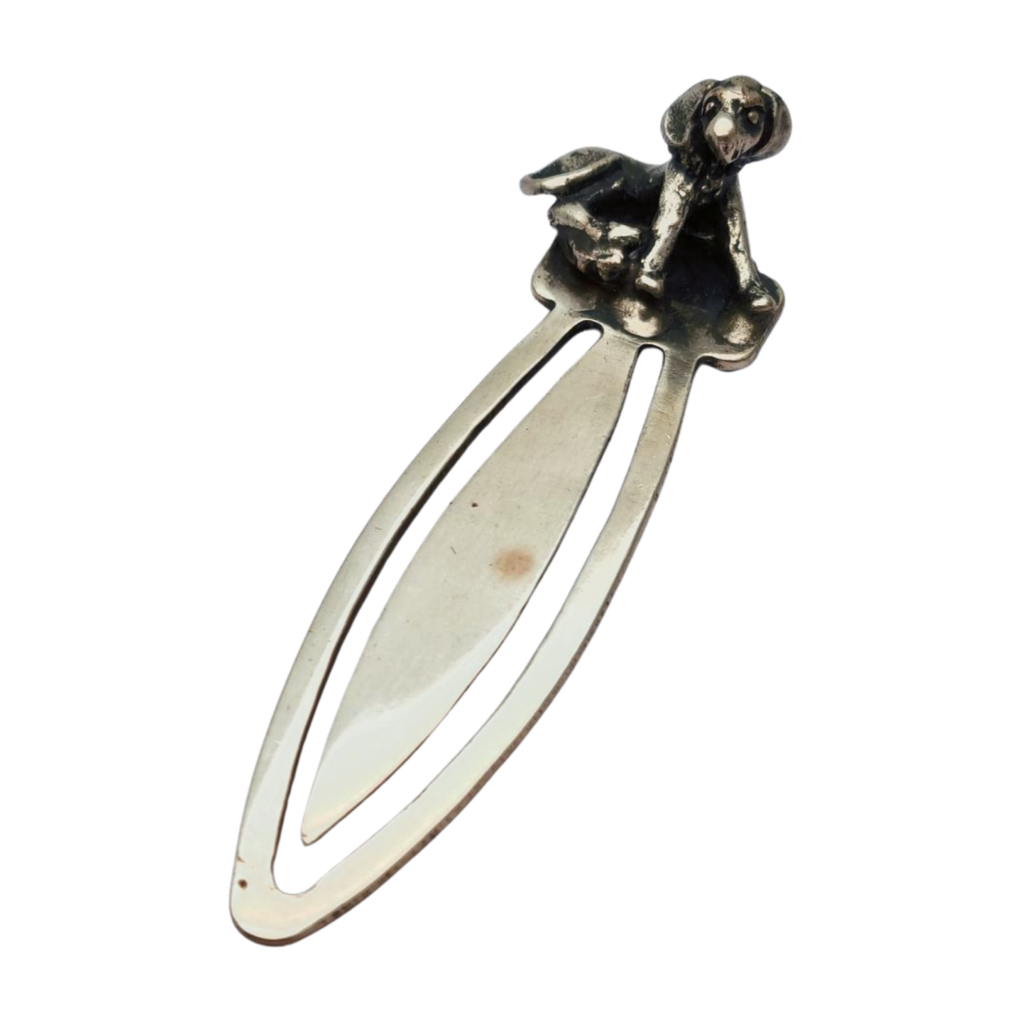 925 sterling silver bookmark with dog figure, Italy, 20th century