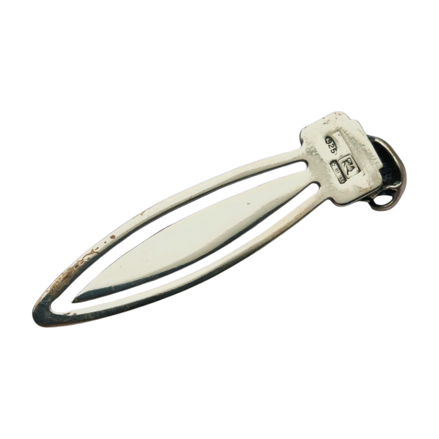 925 sterling silver bookmark with dog figure, Italy, 20th century