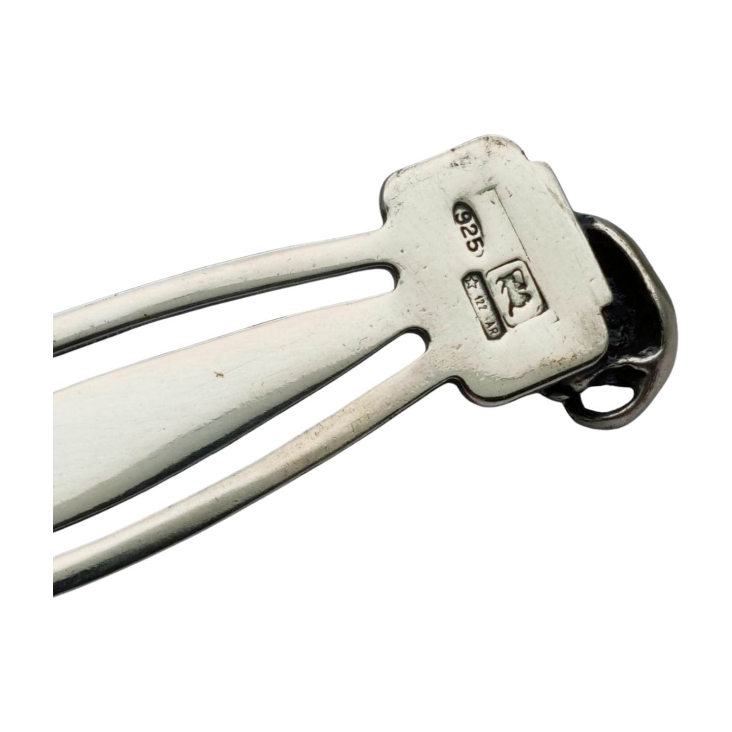 925 sterling silver bookmark with dog figure, Italy, 20th century