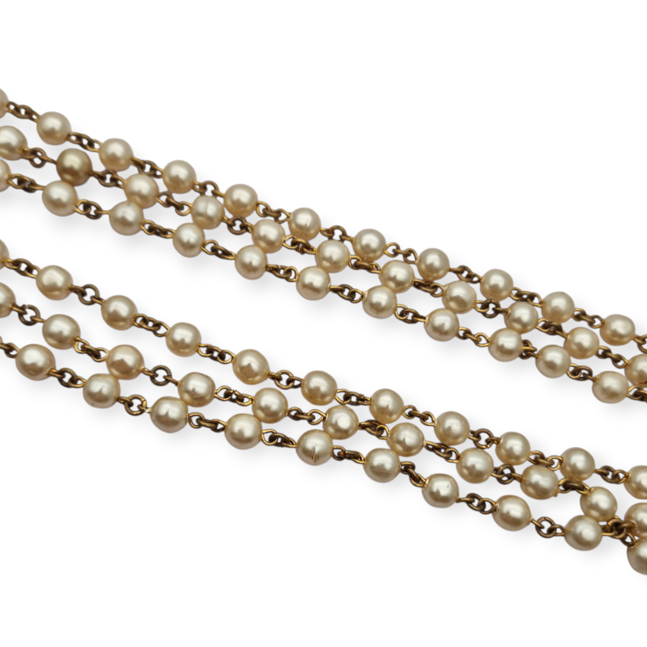 Vintage costume jewelry necklace with pearl tassel and turquoise bead, 1980s