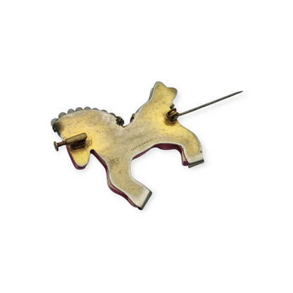 Broche de caballo en cerámica esmaltada, Made in France