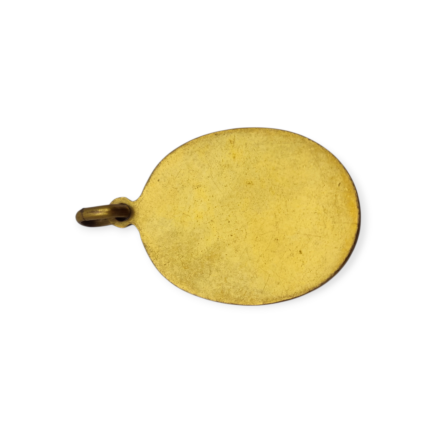 Art Nouveau religious medal in metal and enamel, circa 1910-20, angel and child in adoration