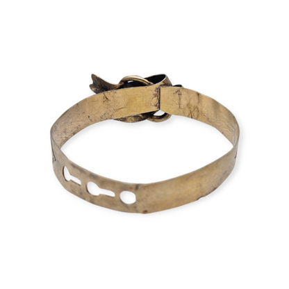 European Victorian bracelet in gilt silver with floral engraving and central bow, late 19th century