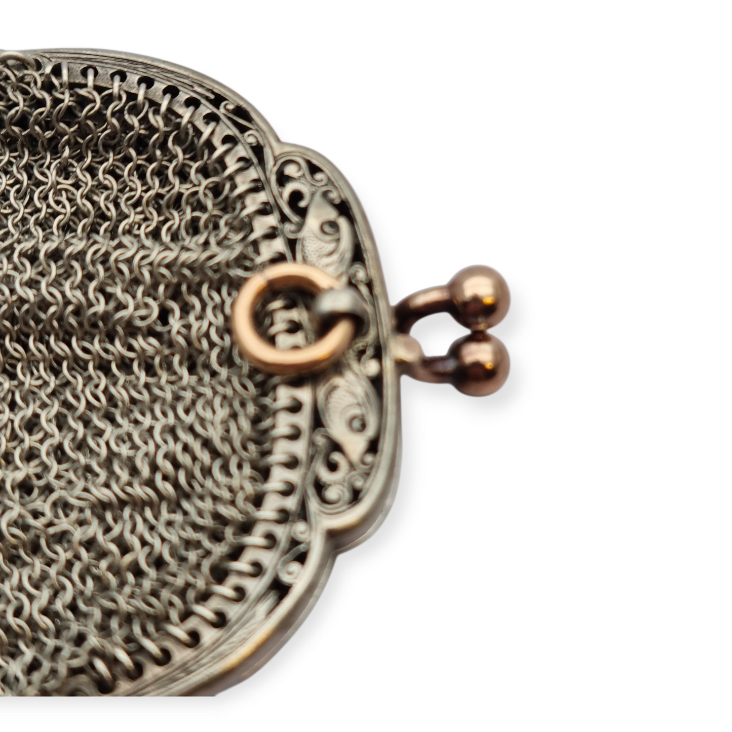 Antique silver and gold mesh coin purse, Art Nouveau circa 1890-1900